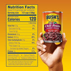 BUSH'S BEST 16 oz Canned Spicy Dark Red Chili Beans, Source of Plant Based Protein and Fiber, (Pack of 12)