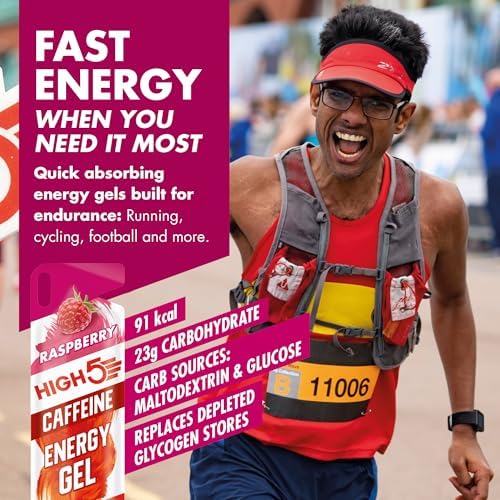 High 5 Energy Gel Plus - 20 x 38g Sachet - Raspberry