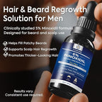 TOMUM 5% Minoxidil Beard Growth Kit for Men – Hair & Beard Regrowth Serum, Helps Fill Patchy Beards, Thicker Fuller Facial & Scalp Hair, Topical Solution