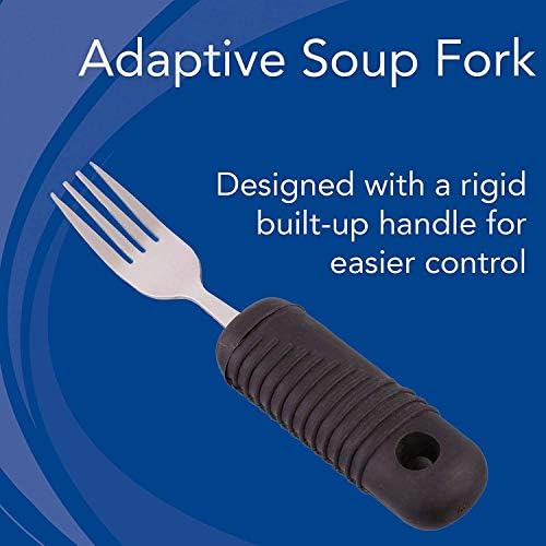 Sammons Preston 61234 Sure Grip Stainless Steel Dinner Fork with Thick Rubber Handle, 8" Long