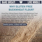 Great River Milling Organic Buckwheat Flour | Gluten Free Flour Alternative | USDA Organic, Non-GMO, Kosher | Ideal for Crepes, Pancakes, Waffles, Baking & More | 5 Lb