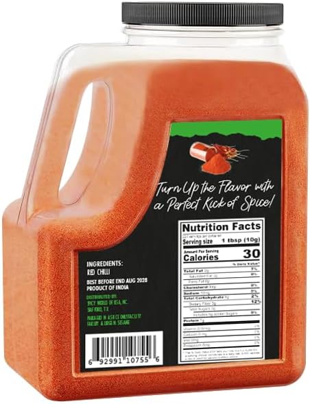 Red Chilli Powder 5 LB Bulk Jar - Medium Heat - All Natural from Ground Chilli, No Color, No Salt, 100% Natural by Spicy World