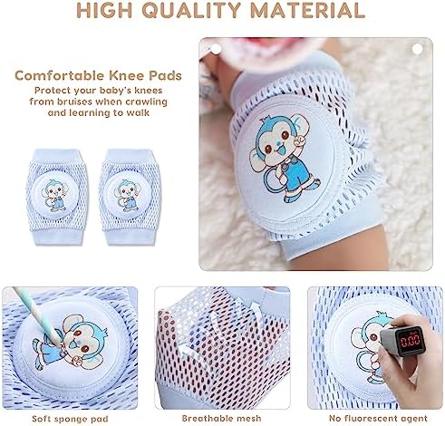 SONARIN 4 Pairs Baby Knee Pads for Crawling,Breathable Baby Crawling Knee Pads Elastic Baby Knee Protectors for Girls Boys