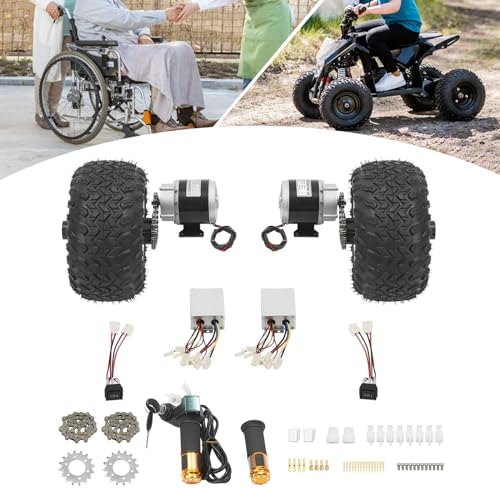 Motor Drive Air Conversion Kit, 24V/36V 250W/350W Electric Double Wheel Set With Reverse Gear Switch and Thumb Throttle for Electric Cart Scooter, Small Go-Karts