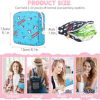 Sanitary Pad Storage Bag Portable Period Bag for Teen Pads/Sanitary Napkins/Small Tampons, Sanitary Napkin Storage Bag First Period Gifts for Teen Girls (Shark Week)