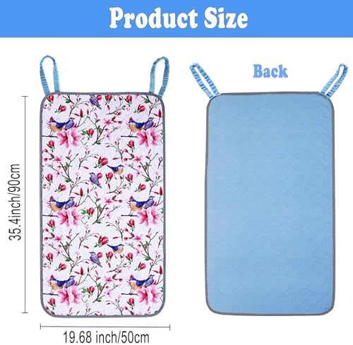 Waterproof Chair Pads for Incontinence, Reusable Washable Wheelchair Pads for Seat with Handles, Highly Absorbent Wheelchair Cover for Adults and Elderly Pink 35.4" x 19.68"