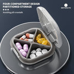 ONTERATE Small Pill Case, Travel Pill Organizer, Small Pill Box, Pill Container for Purse 4 Compartments, Daily Compact Travel Medicine Holder for Vitamins Medication (Pink)