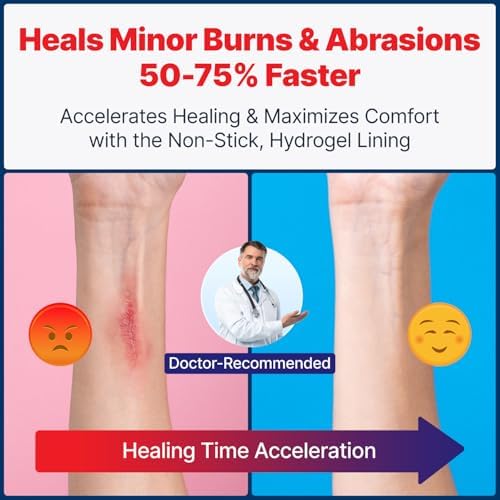 BurnFix® - 4 Pack-Burn Gel Dressing 4 x 4" Burn Care Cream First Aid Treatment. Immediate Pain Relief Hydrogel Burn Dressing for 1st, 2nd Degree Burns, Razor & Sunburns for Home, Work, Fire, EMS