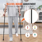VEVOR Forearm Crutches for Adults, Folding Walking Forearm Crutches with 10-Level Adjustable Height, Lightweight Aluminum Medical Crutches with Open Cuff for Leg Injury Surgery Disabled, 1 Pair 350LBS