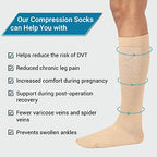 360 RELIEF - Flight Compression Socks Supports | Blood Circulation, Travel, Work, Edema, Diabetic, Varicose Veins (Large-X-Large, 3Pairs-Beige)