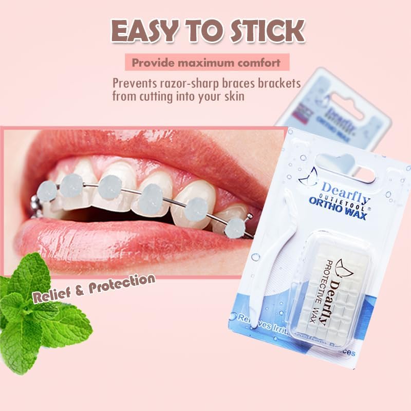 Orthodontic Wax for Braces and Dental Devices, Dental Wax for Aligners, Unscented & Flavorless, (4 Pack). Includes Storage case,applicator Tools,140 Pieces pre-Cut, Relief for Braces Wearer