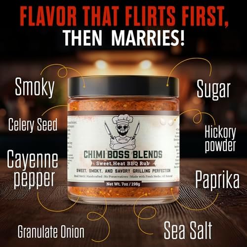 Sweet Heat BBQ Rub by Chimi Boss Blends, 7oz – All-Natural BBQ Seasoning with a Bold Kick of Sweet and Spicy – Handcrafted, No Fillers, Perfect Barbecue Rub for Grilling Meats, Ribs, Chicken, Pork & Veggies