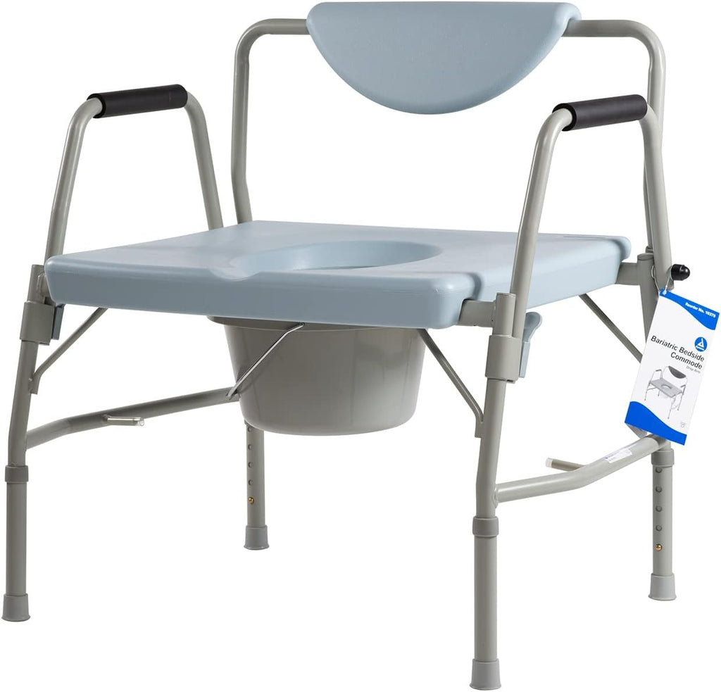 Dynarex Bariatric Drop Arm Bedside Commode, Multi-Use Portable Toilet Chair with 650 Pound Weight Capacity and a Heavy-Duty Steel Frame, Grey, 1 Bariatric Drop Arm Bedside Commode