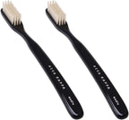 Acca Kappa Vintage Black Toothbrush Pure White Bristles Retro-Style Ergonomic Handle, 2-Pack Bundle