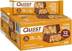 Quest Nutrition Crispy Chocolate Peanut Butter Hero Protein Bar 18g Protein 12 Count and Frosted Cookies Twin Pack Birthday Cake 1g Sugar 16 Cookies