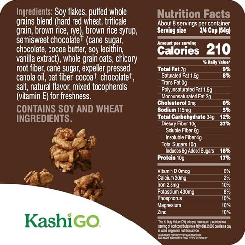 Kashi GO Protein Cereal, 10g Protein, 10g Fiber, Chocolate Crunch, 16oz Box (1 Box)