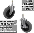 4-Inch Swivel Stem Caster for Rubbermaid Mop Bucket Utility Cart, 7/16-Inch Stem Diameter Rubber Wheel Set of 4, Heavy Duty TPR Weber Grills Shop Vac Replacement Wheels