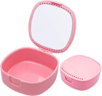 Ocircle Retainer Case with Mirror & Ventilation Holes, Compatible with Invisalign, Portable Mouth Guard Dental Storage Container, Compact Travel-Friendly Denture & Aligner Case(Pink)
