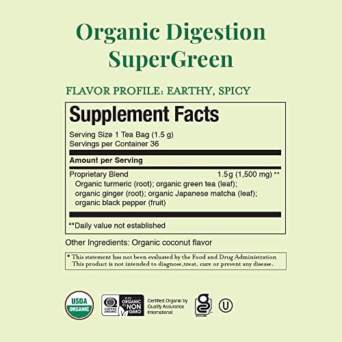 The Republic of Tea - Organic Digestion SuperGreen Tea Tin, 36 Tea Bags, Naturally Caffeinated Japanese Matcha and Green Tea