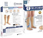 Truform 15-20 mmHg Compression Stockings for Men and Women, Knee High Length, Open Toe, Beige, Large