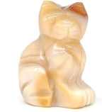 1.5" Cat Statue Stone Carving Natural Gemstone Crystal Quartz Chakra Animal Figurine Home Decoration 1pc,Agate