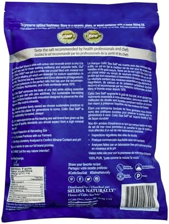 Celtic Sea Salt Light Grey Coarse – Unrefined Mineral Salt, 70+ Trace Minerals, Sustainably Harvested, GMP Certified – Cooking, Finishing, Hydration, Grinder Use – 5 lb Pouch