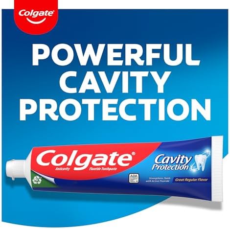 Colgate Cavity Protection Toothpaste with Fluoride, Minty Great Regular Flavor, Anti Cavity Toothpaste, 6 Pack, 6 Oz Tubes