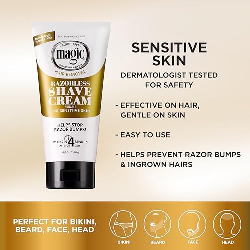 SoftSheen-Carson Magic Razorless Shaving Cream, Depilatory Hair Removal Cream, Works in 4 Minutes for Coarse, Curly Hair, 2 Count