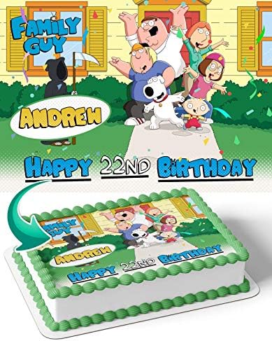 Cakecery Family Guy Edible Cake Image Topper Personalized Birthday Cake Banner 1/4 Sheet