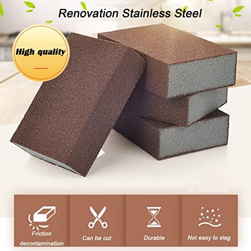 Nano Carborundum Sponge, Carborundum Sponge Nano Emery Sponges, 5Pcs Set with Handle, Emery Sponge Brush for Pots and Pans (5 Pcs with Handle)