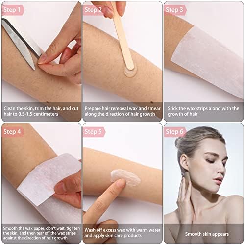 Wax Strips for Hair Removal, 300 Pieces 2.8 x 7.9 Inch Non Woven Waxing Strips Face Wax Paper Strips for Women Facial Body Arms Legs Hair Cleaning and Remover