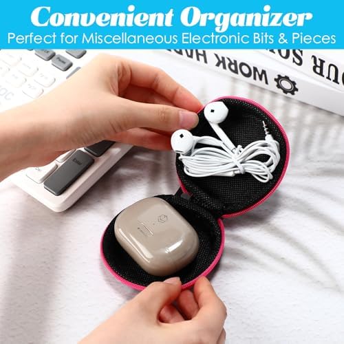 Abbylike 30 Pack Headphone Case Earphone Earbud Headset Carrying Case Holder Hard EVA Headset Travel Pouch Square Storage Bag Cell Phone Accessories Organizer with Hook for Memory Card Chip