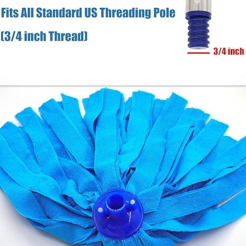 EaseYourDay 6 PCS Blue Microfiber Mop Replacement Compatible with All Standard US Threading Pole &0.8" Diameter Mop Handle