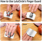 Finger Guards for Cutting, Stainless Steel 304 Finger Guard for Cutting Food, Finger Protectors, Finger Protector, Avoid Hurting when Slicing and Dicing, Black 2 Pieces