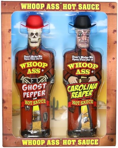 Premium Ghost Pepper Hot Sauce and Carolina Reaper Hot Sauce Gift Set - Packaged in Collectible Figurine Bottles – Perfect for Chicken Wings or a Gift for the Hot Sauce Fanatic