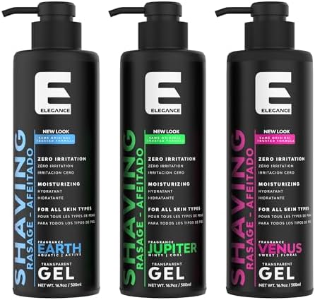 E Elegance Barber Accessories - Transparent Shaving Gel For Men Or Women, Minty/Cool Jupiter Fragrance - The Ultimate Shaving Solution For A Smooth, Irritation-Free Experience, 16.9 Oz