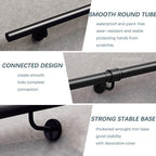 Staircase Handrails｜30cm-600cm Wall Mount Non-Slip Support Rod｜Industrial Outside Hand Rails Metal Banister Corridor Round Pipe Safety Grab Rail, Easy to Install(3.3 FT)
