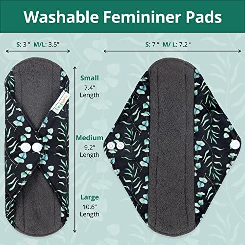 Langsprit Absorbent Reusable Menstrual Sanitary Pads/Washable Cloth Menstrual Period Pads,Reusable Panty Liners(Winter,M)