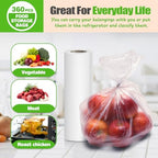 Teivio 360 Count 12" x 16" Plastic Produce Bags on A Roll, Clear Kitchen Disposable Plastic Food Storage Bags for Bread Fruit Vegetable and Meat