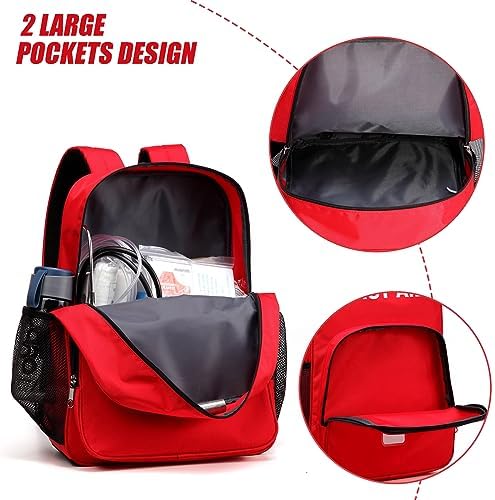 Gatycallaty First Aid Backpack Emergency Medical Empty Waterproof Survival First Responder Trauma Bag Travel Home Outdoor Camping (Red)