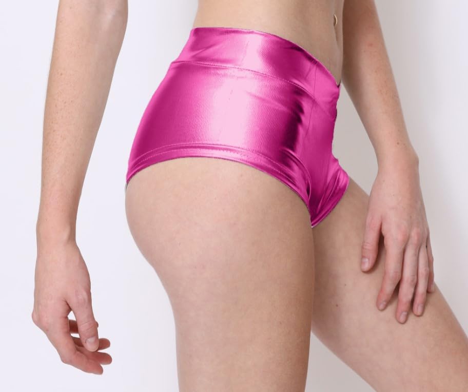 SACASUSA Shiny Low Waist Stretchy Metallic Rave Mini Booty Shorts Dance Bottom Hot Pants