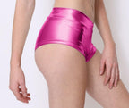 SACASUSA Shiny Low Waist Stretchy Metallic Rave Mini Booty Shorts Dance Bottom Hot Pants