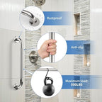 24 Inch Chrome Shower Grab Bar - 1.25 Inch Diameter, ZUEXT Stainless Steel Wall Safety Grab Bar, Bathroom Shower Balance Bar, Safety Hand Rail Support,Handicap Elderly Injury Senior Bath Assist Handle