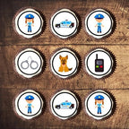 24 Police Officer Sheriff Theme Emergency Services Edible Cupcake Toppers - Stand Up Discs Wafer Cake Decorations, Emergency Services Police Birthday Party Decorations, 4cm / 1.5 inch UNCUT