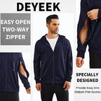 Deyeek Dialysis Sweatshirts with Arm Zipper Jacket Full-Zip Lightweight Hemodialysis Cotton Jacket with Pockets