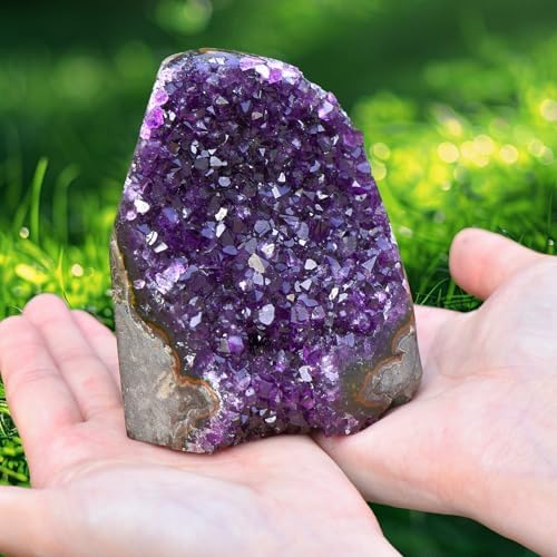 Amethyst Crystal Cluster - Raw Stones, Gemstones, Healing Crystals Rock, Mineral Geode Amethyst Rocks Stones Energy Balancing Gemstones Gifts for Women Men (300g-0.66lb)