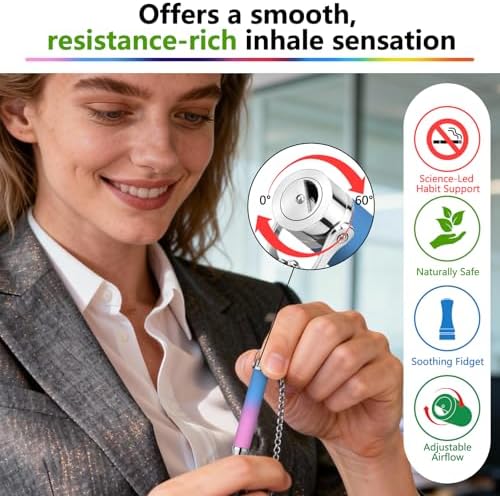 ASTOFLI Breathing Necklace For Anxiety Adults - Adjustable Air Outlet Breathe Necklaces With Flavored - Breath Free Stress Relief Device With Flavor - Meditation Gifts For Women Men