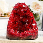 1Pc Claret Raw Geode, 400-500g Quartz Cluster for Home Feng Shui Ornaments Energy Stone Healing Tools Meditation Feng Shui Decoration,Stone Display Piece, Mineral Specimen