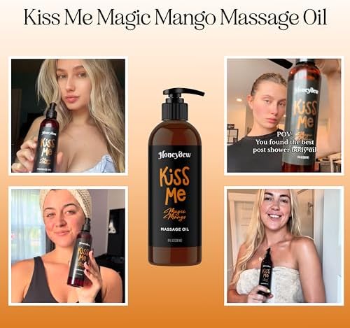 Mango Sensual Massage Oil for Couples - Alluring Tropical Full Body Massage Oil for Date Night and Nourishing Body Moisturizer with Sweet Almond - Vegan Non Staining Non Greasy Smooth Gliding Formula