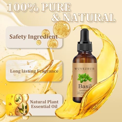 Basil Essential Oil 30ML - 100% Pure and Natural Oils for Aromatherapy Diffuser - 1 Fl Oz/Basil